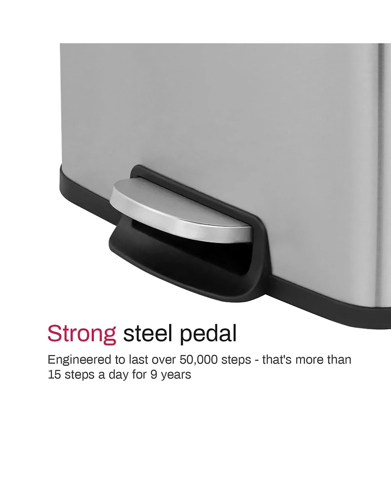 Mega Casa 5.3 Gal./20 Liter Rectangular Stainless Steel step-on Trash Can for kitchen