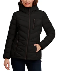 Nautica Women's Hooded Zip-Front Puffer Coat