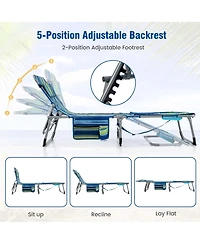 Costway Outdoor Folding Chaise 5-Position Lounge Chair with Face Hole & Adjustable Footrest