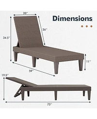 Outdoor Chaise Lounger Chair 3-Position Reclining Chair with Waterproof Rattan