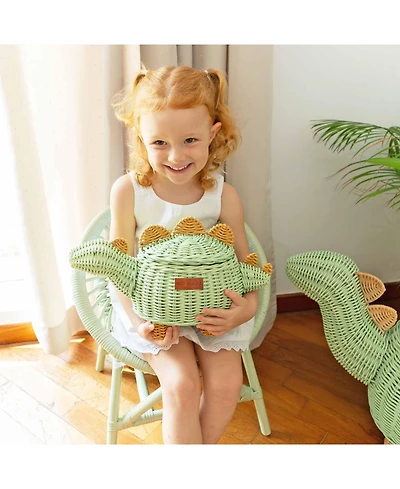 Momiji - Handcrafted Rattan Dinosaur Storage Basket - Wicker