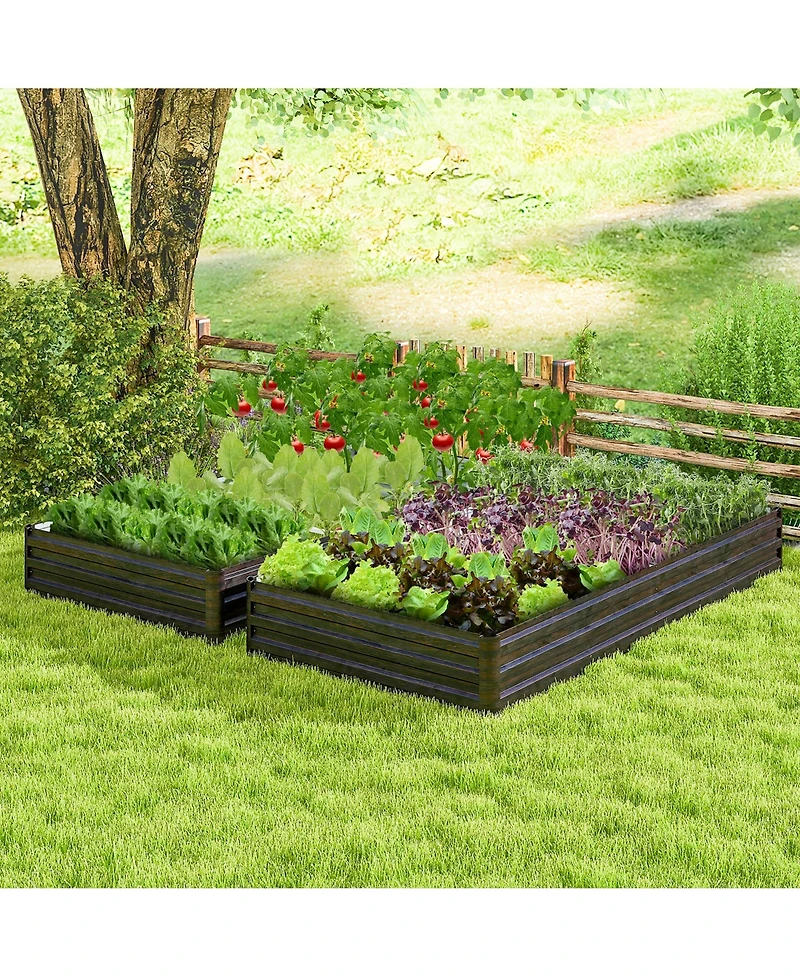 Gymax 8 x 4 x 1 ft Large Outdoor Metal Planter Box for Vegetable Fruit Herb Flower