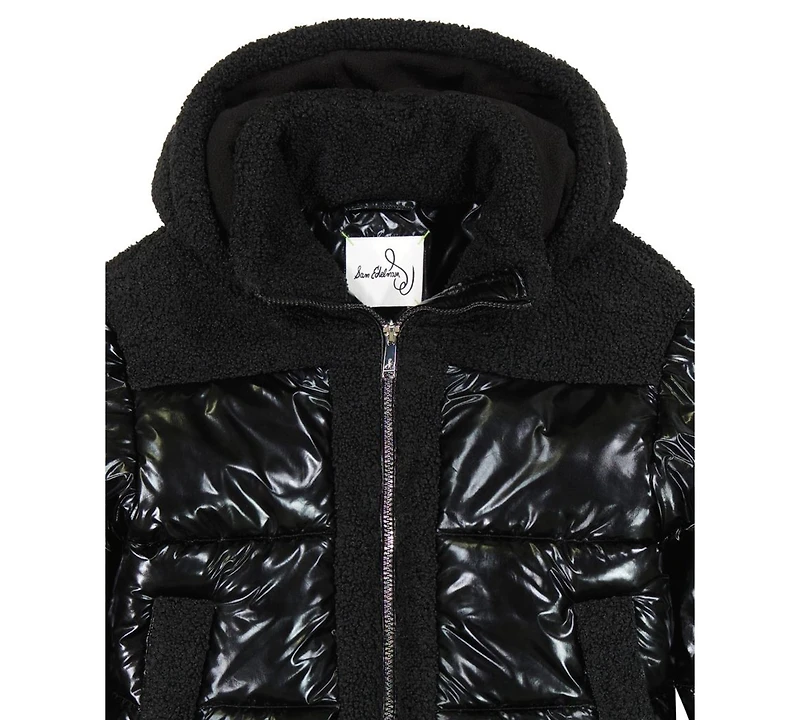 Sam Edelman Big Girls Metallic Mixed Media Puffer Jacket