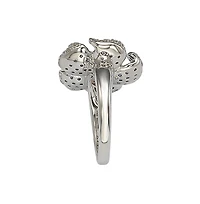 Suzy Levian New york Suzy Levian Sterling Silver Sapphire & Created White Sapphire Pave Flower Ring