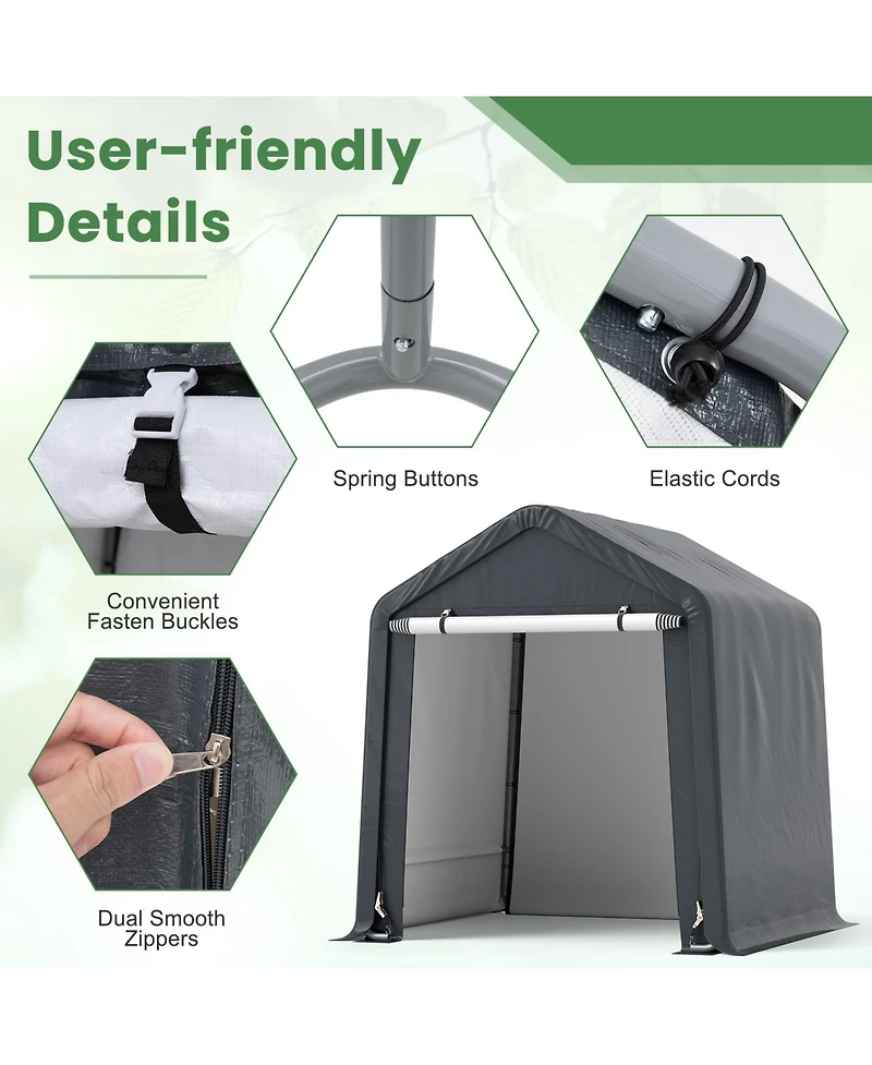 Akiudex 6 x 6.5 Feet Portable Motorcycle Outdoor Storage Shelter