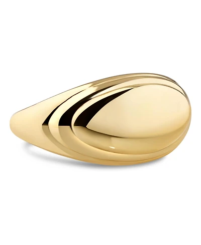 Devata Contour-lined Dome Ring Gold Plated Sterling Silver,