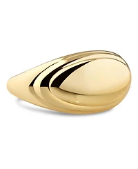 Devata Contour-lined Dome Ring Gold Plated Sterling Silver,