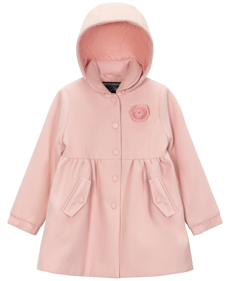 S Rothschild & Co Toddler and Little Girls Rosette Hooded Dress Coat