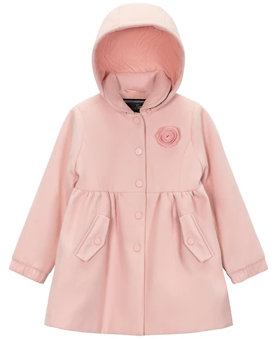 S Rothschild & Co Toddler and Little Girls Rosette Hooded Dress Coat
