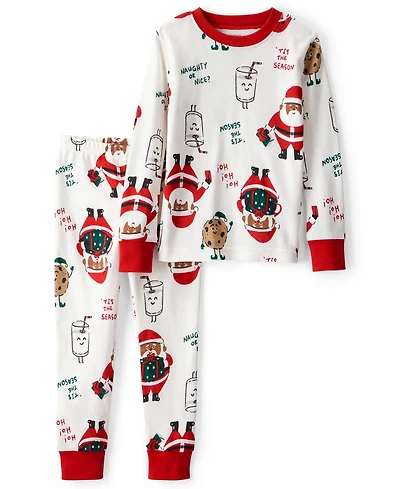 Carter's Toddler Boy or Girl Christmas Santa Print Top and Pants Pajama, 2-Piece Set