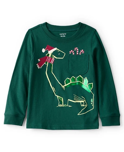 Carter's Toddler Boys Dinosaur Holiday Long Sleeve T-Shirt