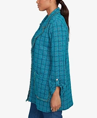 Ruby Rd. Petite Open Front Tweed Patch Pocket Jacket