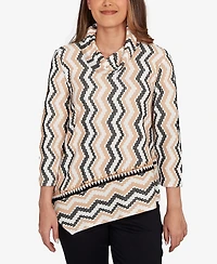 Ruby Rd. Petite Cowl Neck Zigzig Textured Knit Top