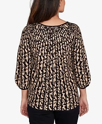 Ruby Rd. Petite Gored Texture Animal Print Sweater