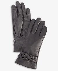 Cole Haan Women's Braided-Cuff Leather Gloves