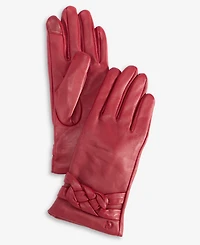 Cole Haan Women's Braided-Cuff Leather Gloves