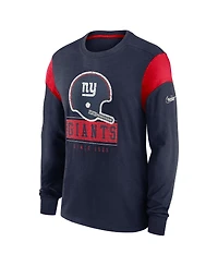 Nike Men's Heather Navy New York Giants Rewind Playback Helmet Long Sleeve T-Shirt