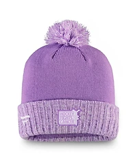 Fanatics Men's Heather Purple Vancouver Canucks Hockey Fights Cancer Cuffed Knit with Pom Hat