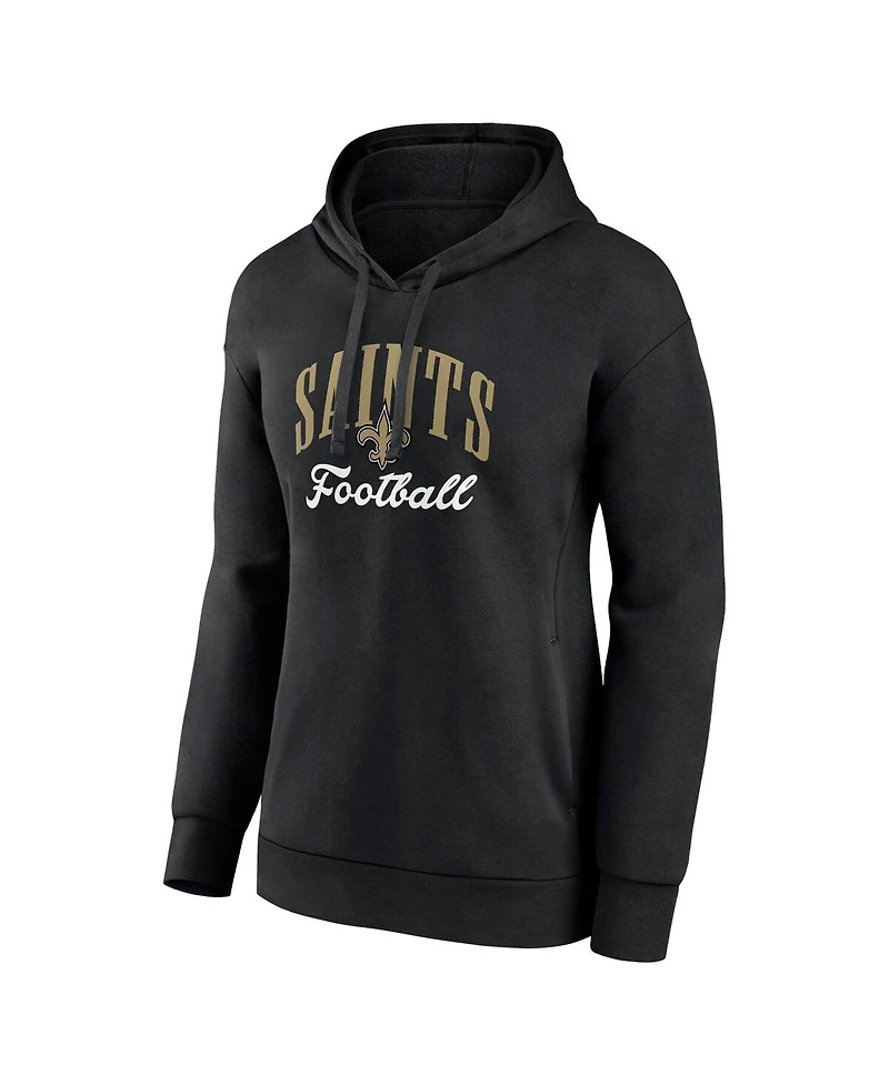 Fanatics Women's Black New Orleans Saints Team Logo Victory Script Pullover Hoodie