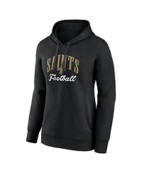 Fanatics Women's Black New Orleans Saints Team Logo Victory Script Pullover Hoodie