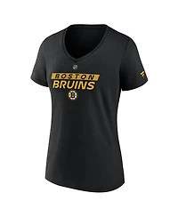Fanatics Women's Black Boston Bruins Authentic Pro Core Primary V-Neck T-Shirt