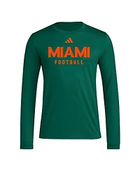 Adidas Men's Green Miami Hurricanes Locker Practice Football Pre-Game Long Sleeve T-Shirt