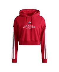 Adidas Women's Red Nc State Wolfpack Campus Queen Cropped Pullover Hoodie