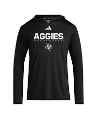 Adidas Men's Black Texas A&M Aggies 2025 Sideline Training Long Sleeve Hooded T-Shirt