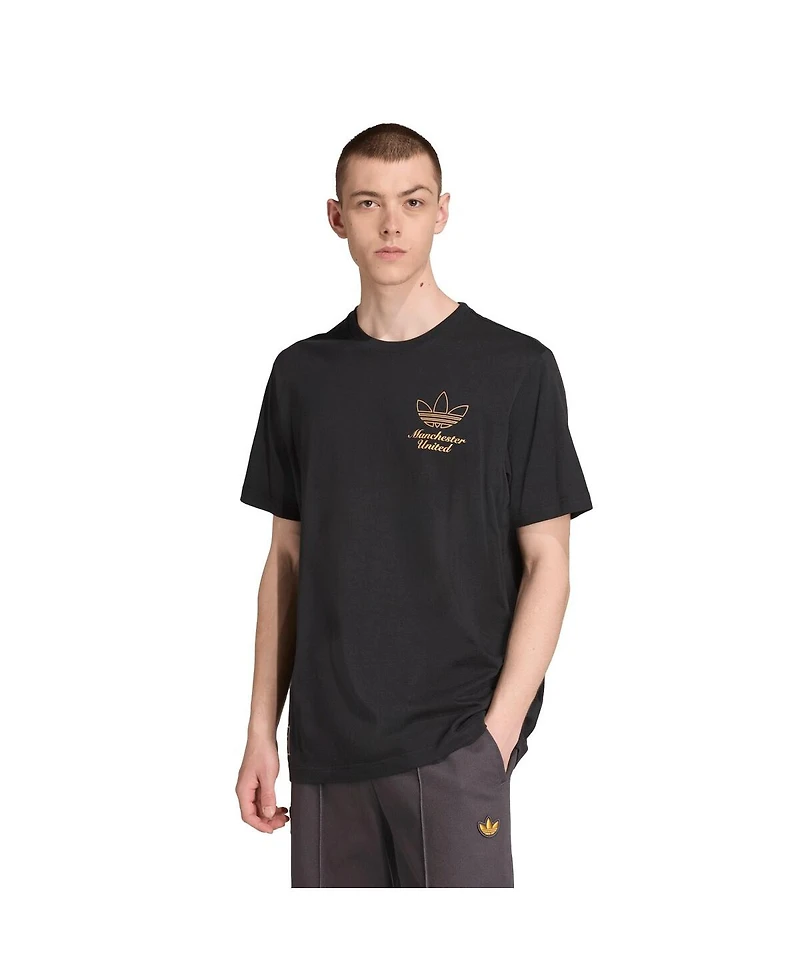 Adidas Men's Black Manchester United Terrace Icons Collection Graphic T-Shirt