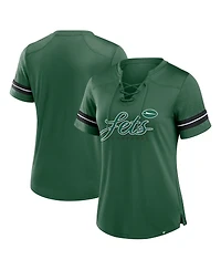 Fanatics Women's Green New York Jets Play Script Lace-Up T-Shirt