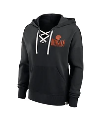 Fanatics Women's Black Cincinnati Bengals Blitz Left Lace-Up Pullover Hoodie