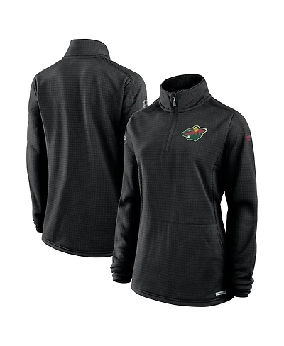 Fanatics Women's Black Minnesota Wild Authentic Pro Rink Lightweight Quarter-Zip Pullover Sweatshirt