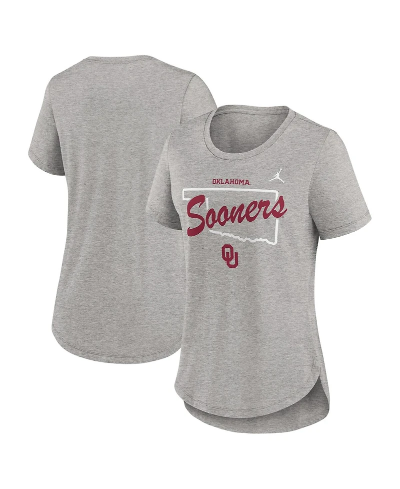 Jordan Women's Heather Gray Oklahoma Sooners Local Campus Location Mantra Tri-Blend T-Shirt