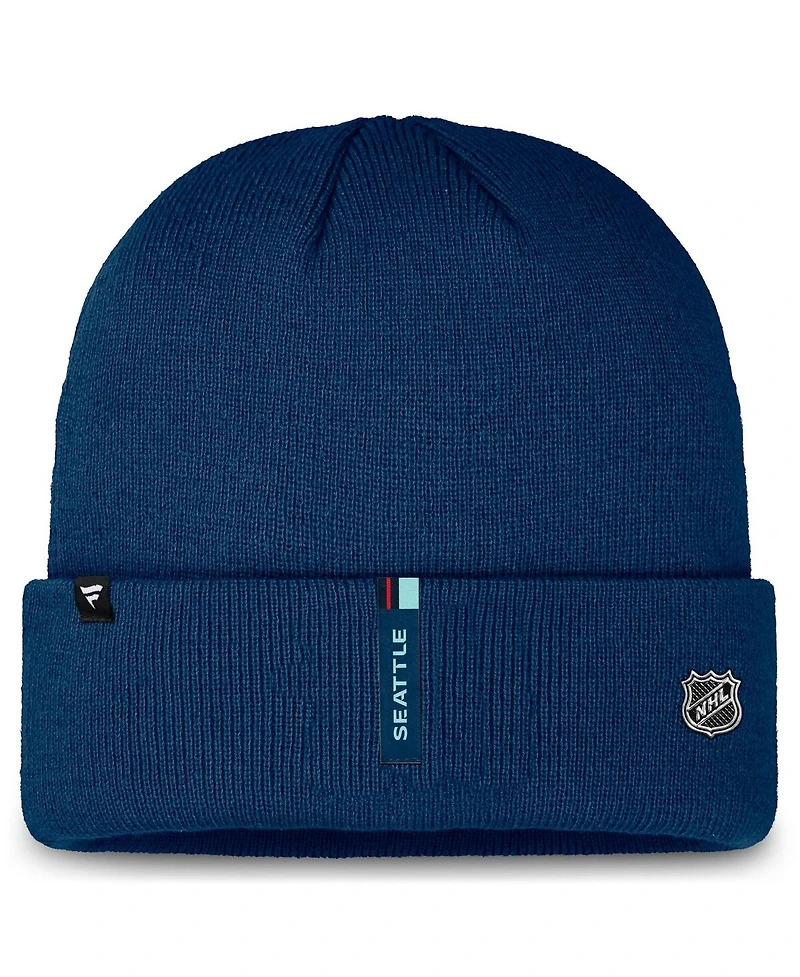 Fanatics Men's Deep Sea Blue Seattle Kraken Authentic Pro Cuffed Knit Hat