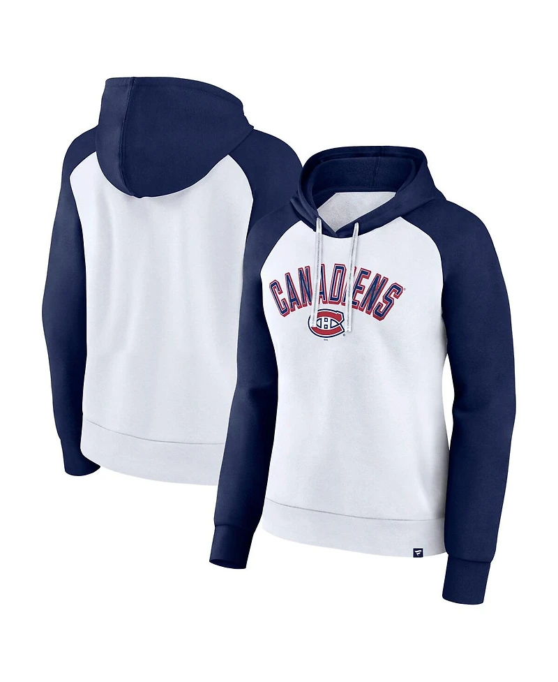 Fanatics Women's Navy Montreal Canadiens Indispensable Raglan Fleece Pullover Hoodie