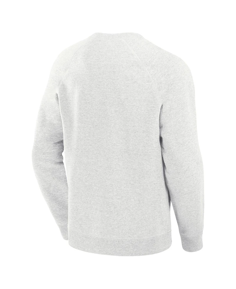 Fanatics Men's Heather Gray Chicago Blackhawks Banner Fleece Raglan Pullover Sweatshirt