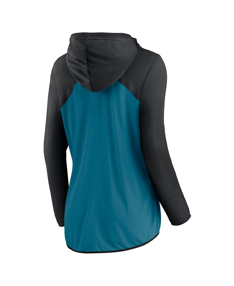 Fanatics Women's Teal/Black Jacksonville Jaguars Script Full-Zip Hoodie