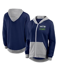 Logo Athletic Women's College Navy Seattle Seahawks Hit It French Terry Full-Zip Hoodie