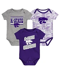 Outerstuff Newborn 3-Pack Purple Kansas State Wildcats Sunday Comics Bodysuit Set