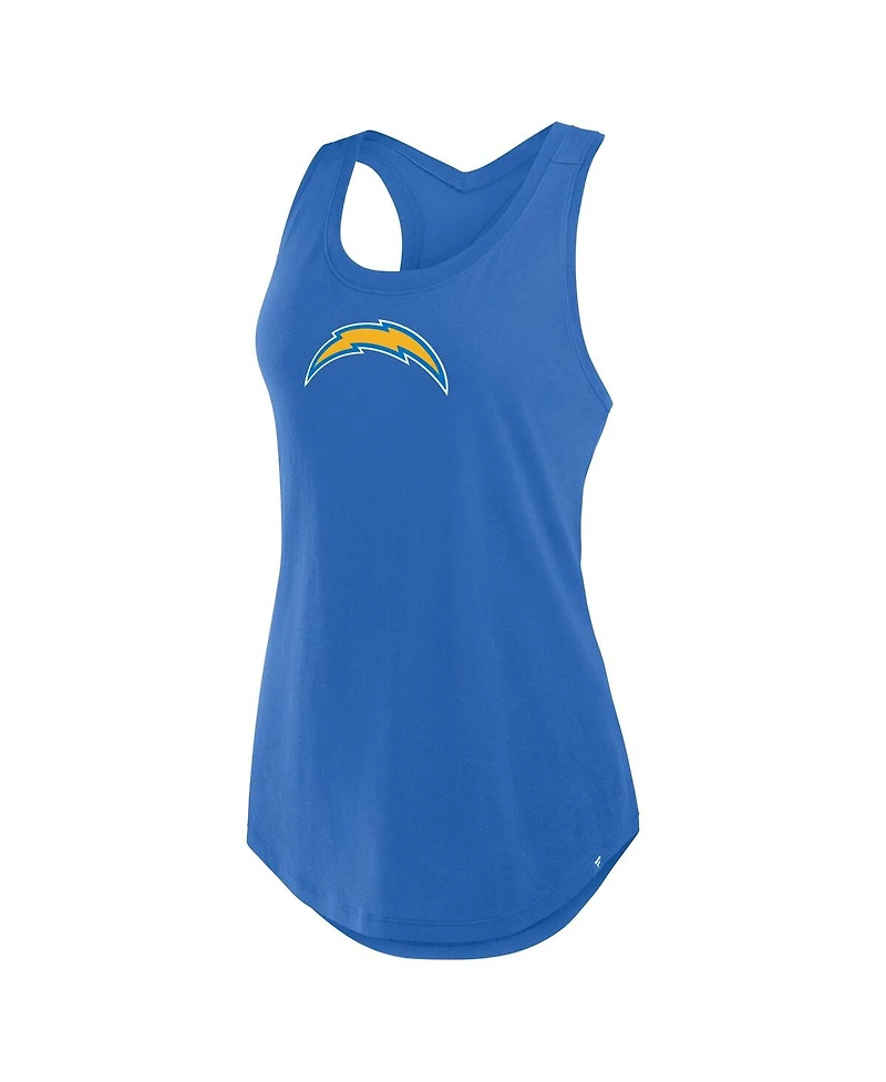 Fanatics Women's Powder Blue Los Angeles Chargers Iron Fan Tank Top
