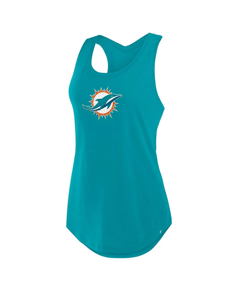 Fanatics Women's Aqua Miami Dolphins Iron Fan Tank Top