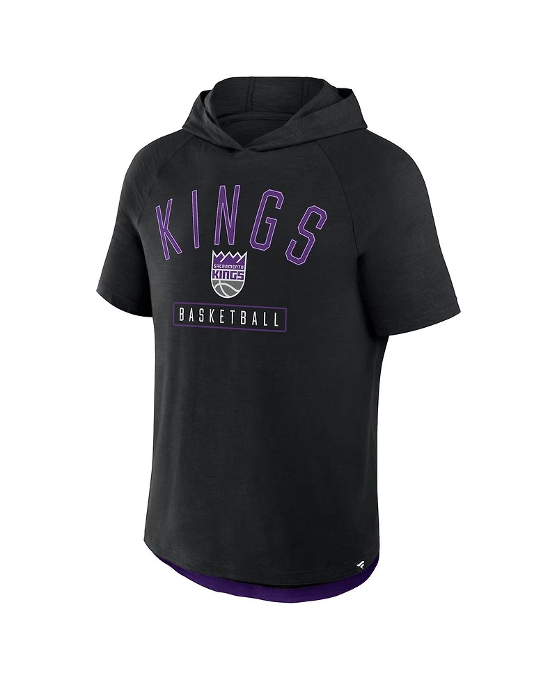 Fanatics Men's Black Sacramento Kings Pass Legend Raglan Hoodie T-Shirt