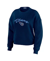 Wear by Erin Andrews Women's Cream Tennessee Titans Knitted Tri-Blend Long Sleeve T-Shirt Pants Lounge Set