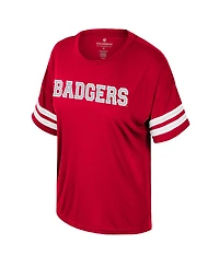 Colosseum Women's Red Wisconsin Badgers Treasure Oversized Sequin T-Shirt