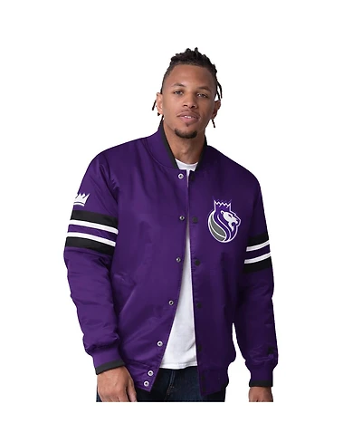 Starter Men's Purple Sacramento Kings Scout Varsity Satin Full-Snap Jacket
