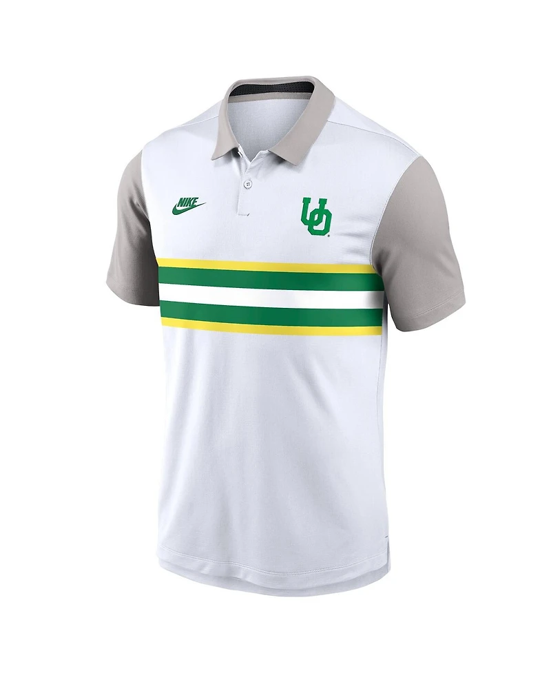 Nike Men's White/Gray Oregon Ducks Athletic Prep Legacy Logo Vapor Performance Polo Shirt