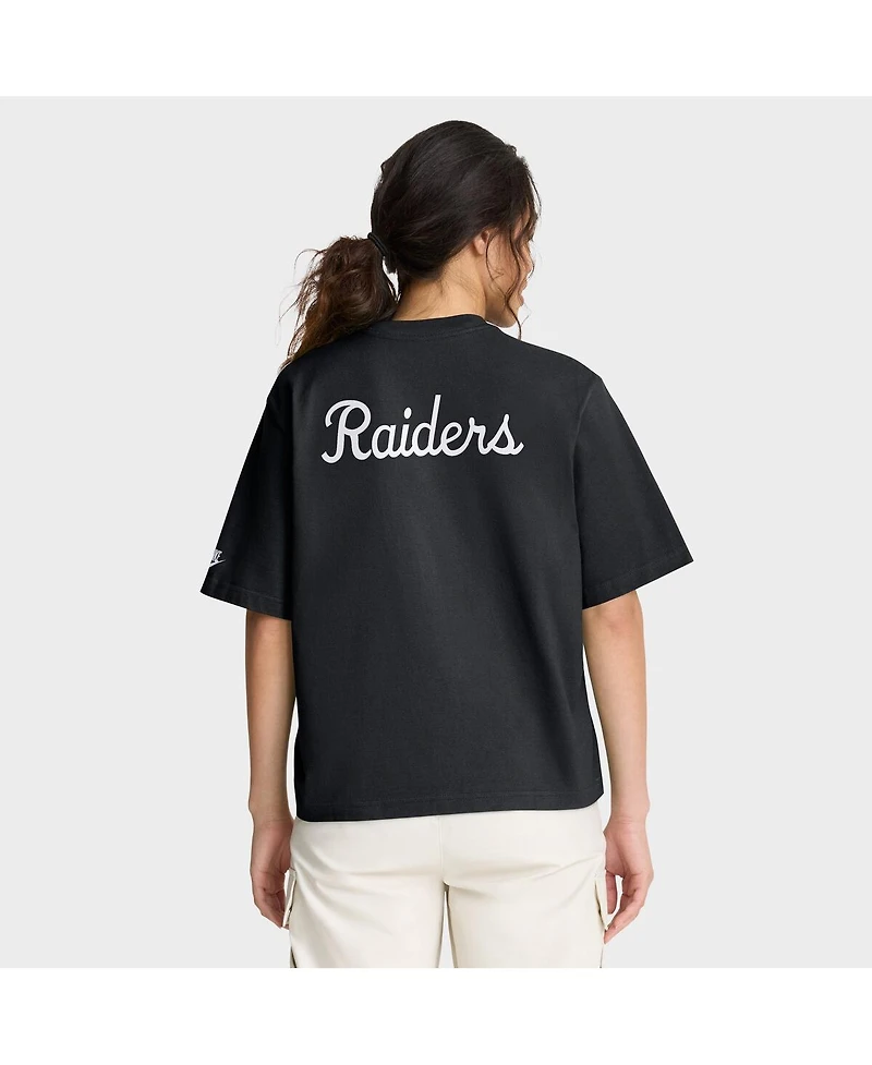 Nike Women's Black Las Vegas Raiders Rewind Pocket Boxy T-Shirt