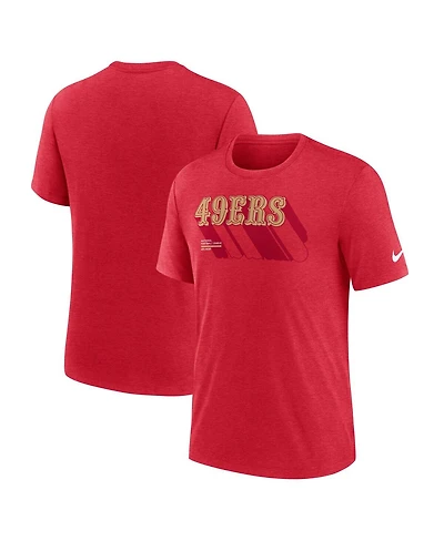 Nike Men's Heather Scarlet San Francisco 49ers Long Pass Tri-Blend T-Shirt