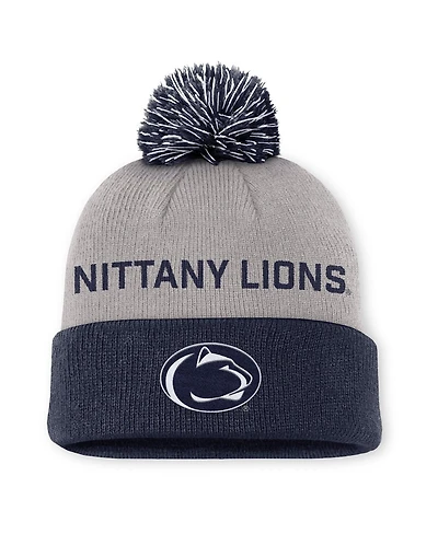 Nike Men's Gray/Navy Penn State Nittany Lions Primetime Peak Cuffed Pom with Knit Hat
