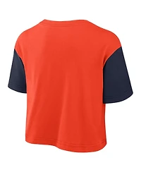 Nike Women's Orange/Navy Auburn Tigers Color-Block Script Cropped T-Shirt